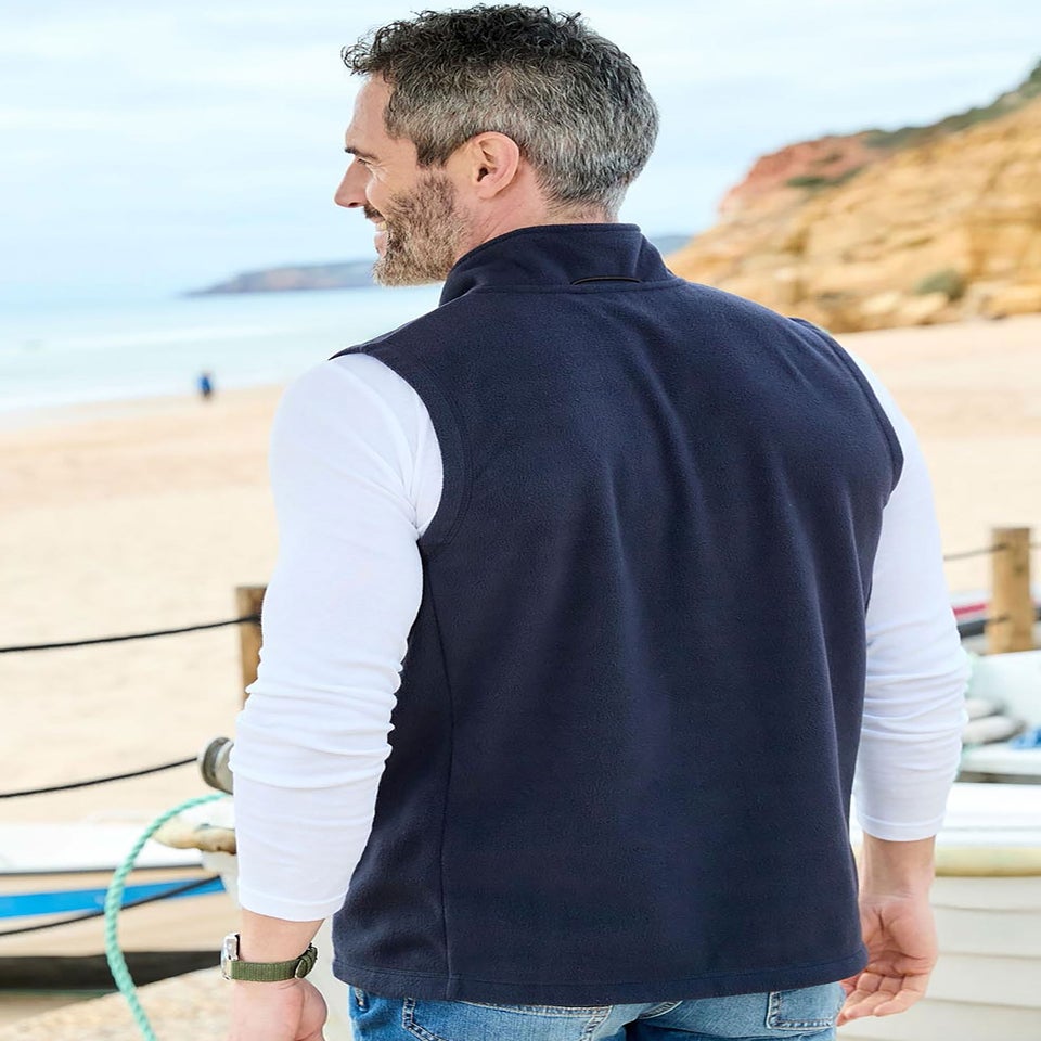 Cotton Traders Navy Recylced Microfleece Gilet