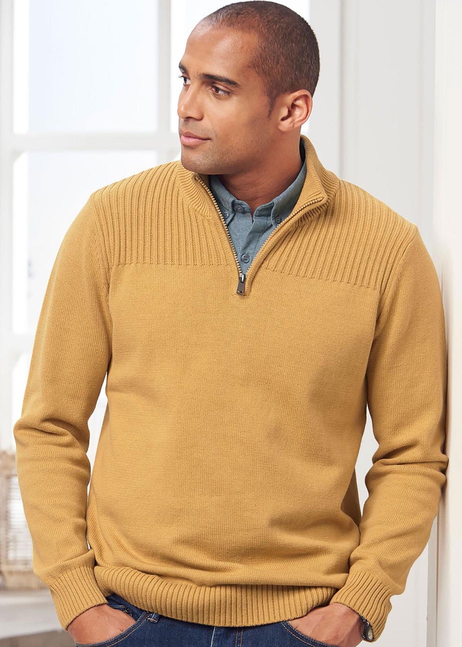Cotton Traders Butterscotch Half Zip Mock Shirt Jumper