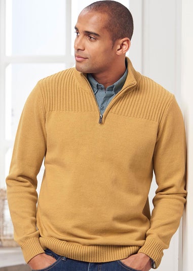 Cotton Traders Butterscotch Half Zip Mock Shirt Jumper