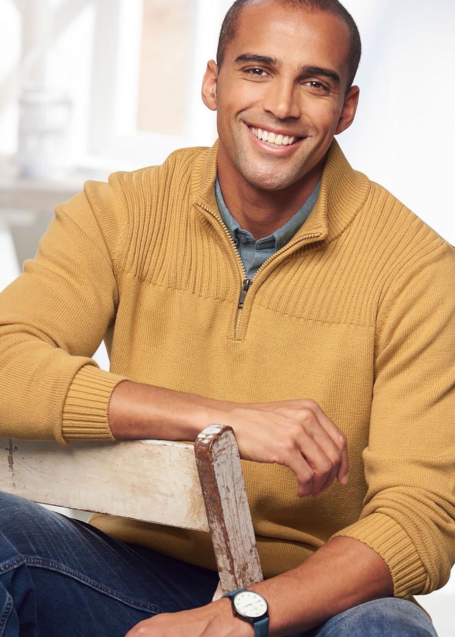 Cotton Traders Butterscotch Half Zip Mock Shirt Jumper