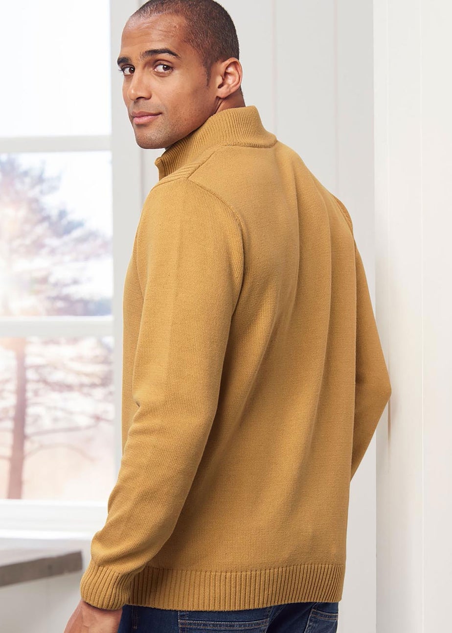 Cotton Traders Butterscotch Half Zip Mock Shirt Jumper