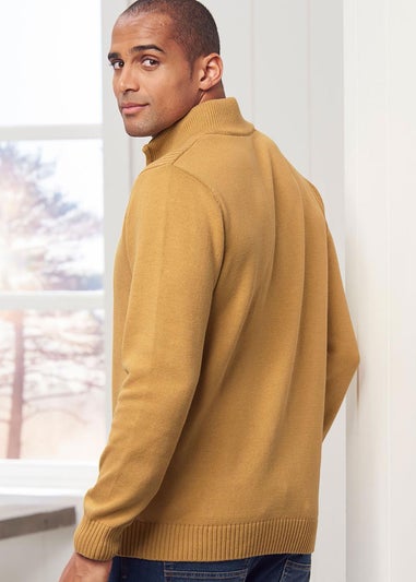 Cotton Traders Butterscotch Half Zip Mock Shirt Jumper