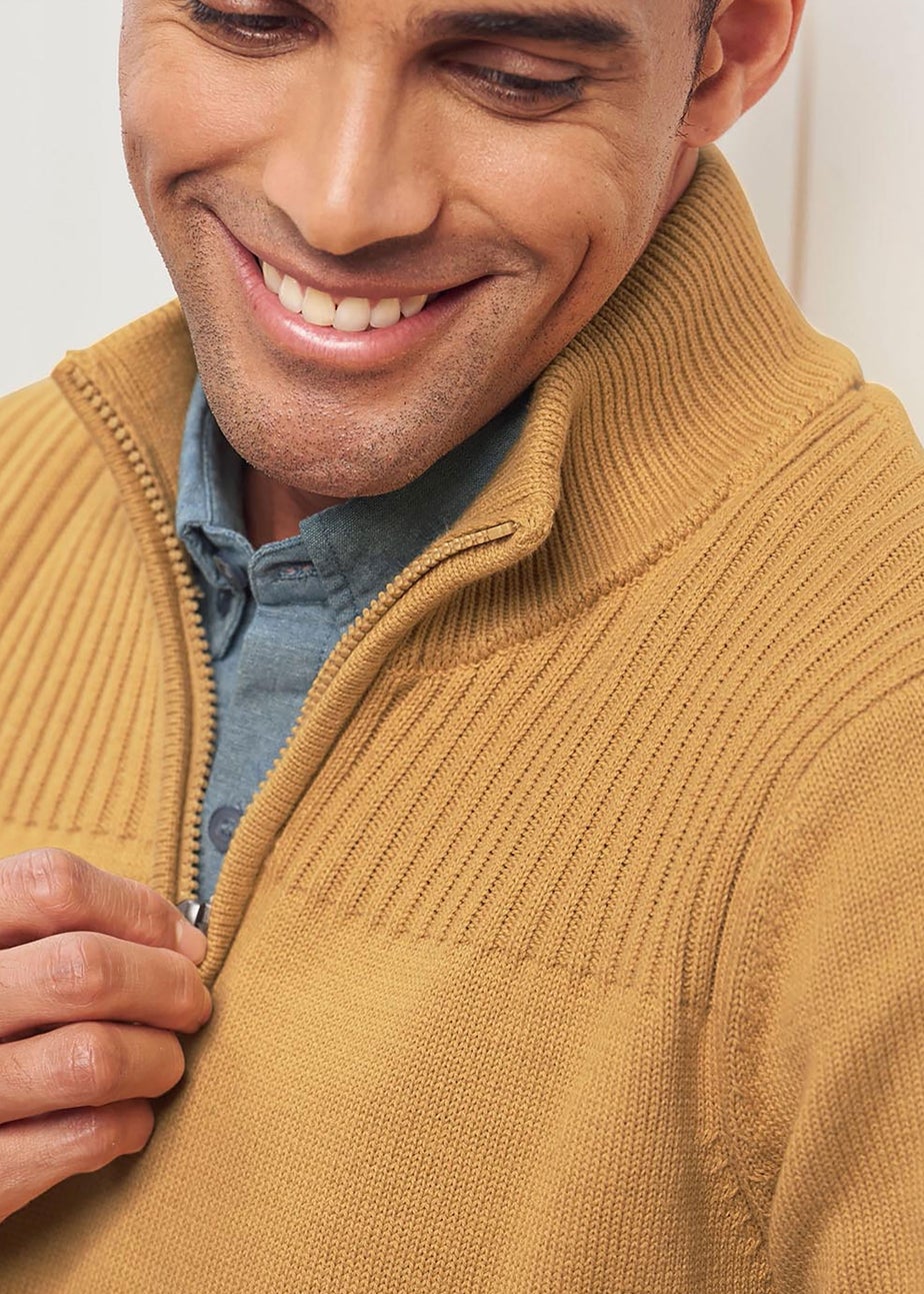 Cotton Traders Butterscotch Half Zip Mock Shirt Jumper