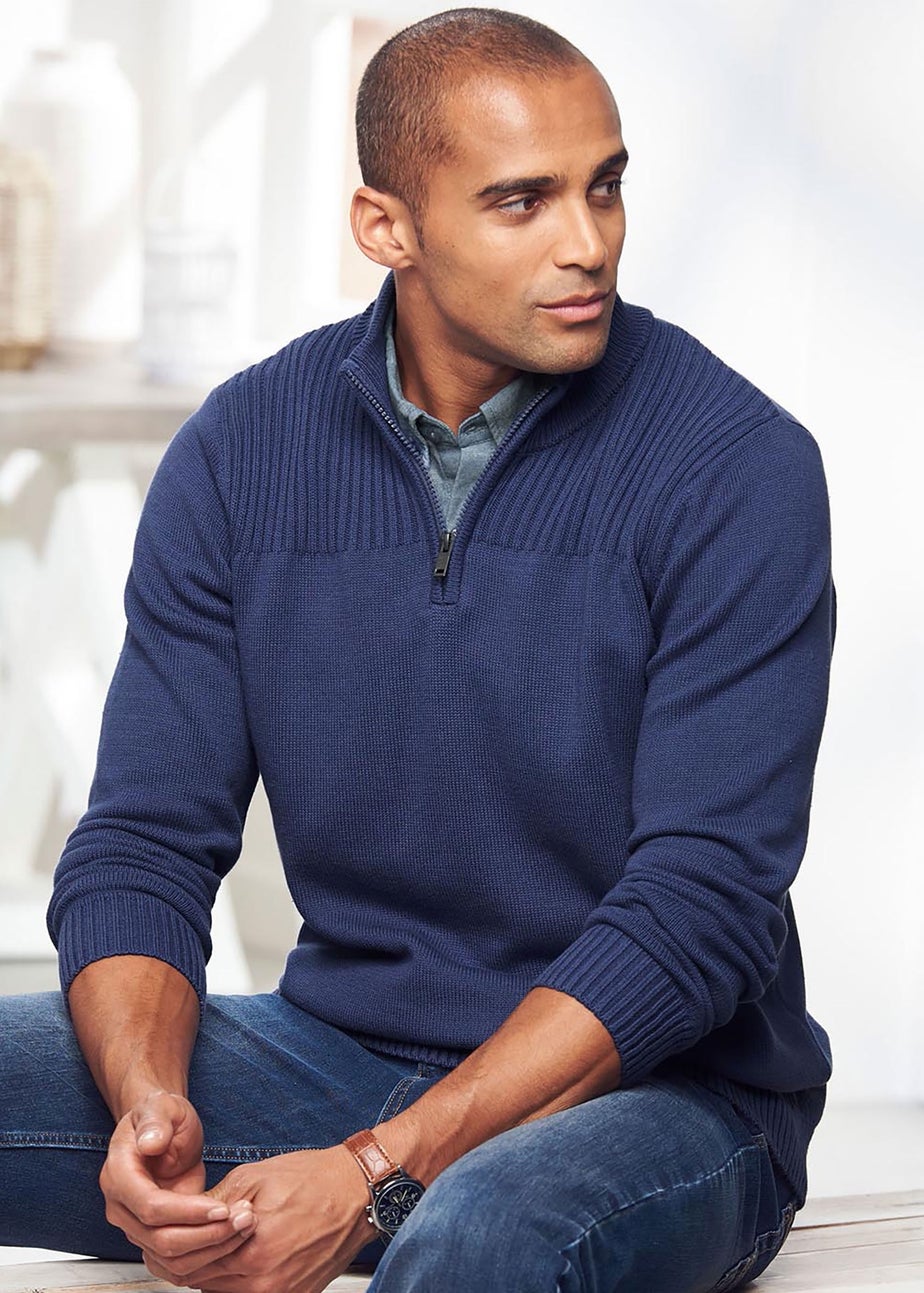 Cotton Traders Night Sky Half Zip Mock Shirt Jumper