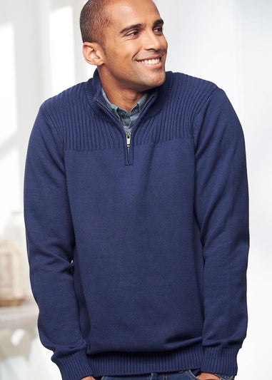 Cotton Traders Night Sky Half Zip Mock Shirt Jumper