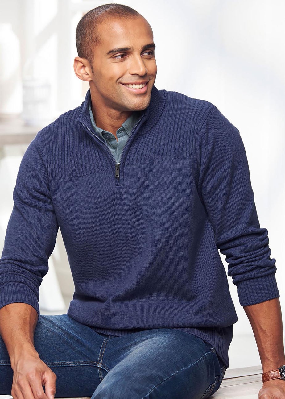 Cotton Traders Night Sky Half Zip Mock Shirt Jumper