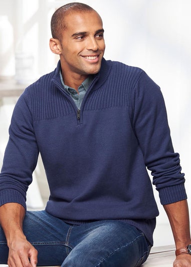 Cotton Traders Night Sky Half Zip Mock Shirt Jumper