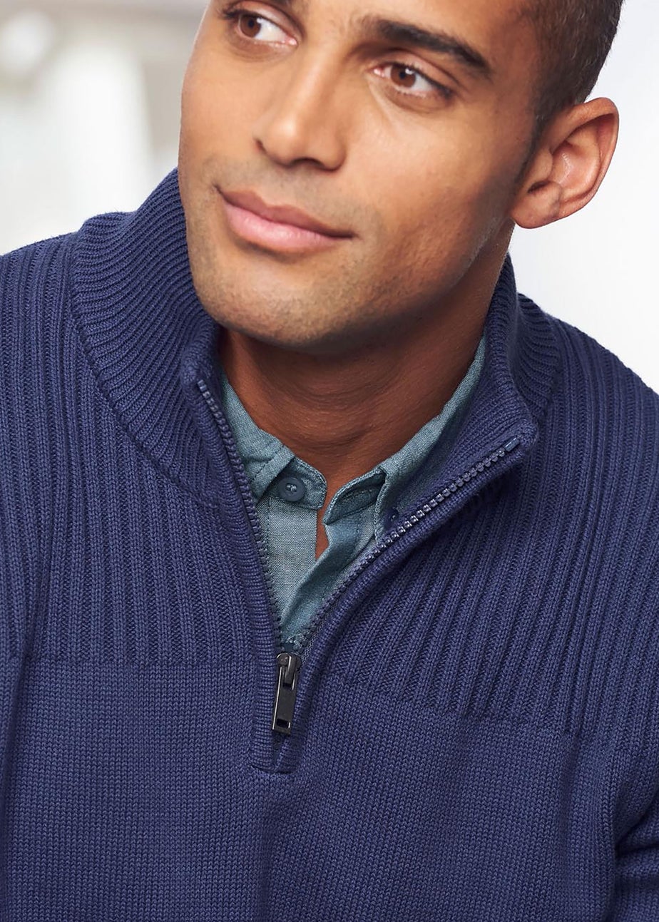 Cotton Traders Night Sky Half Zip Mock Shirt Jumper