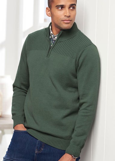 Cotton Traders Everglade Half Zip Mock Shirt Jumper