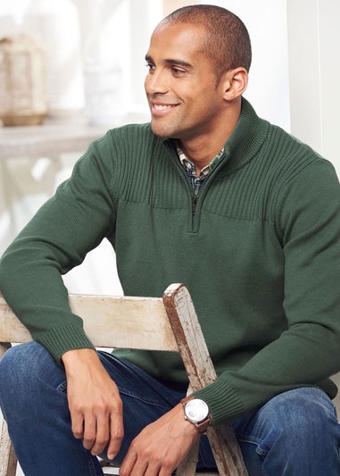 Cotton Traders Everglade Half Zip Mock Shirt Jumper
