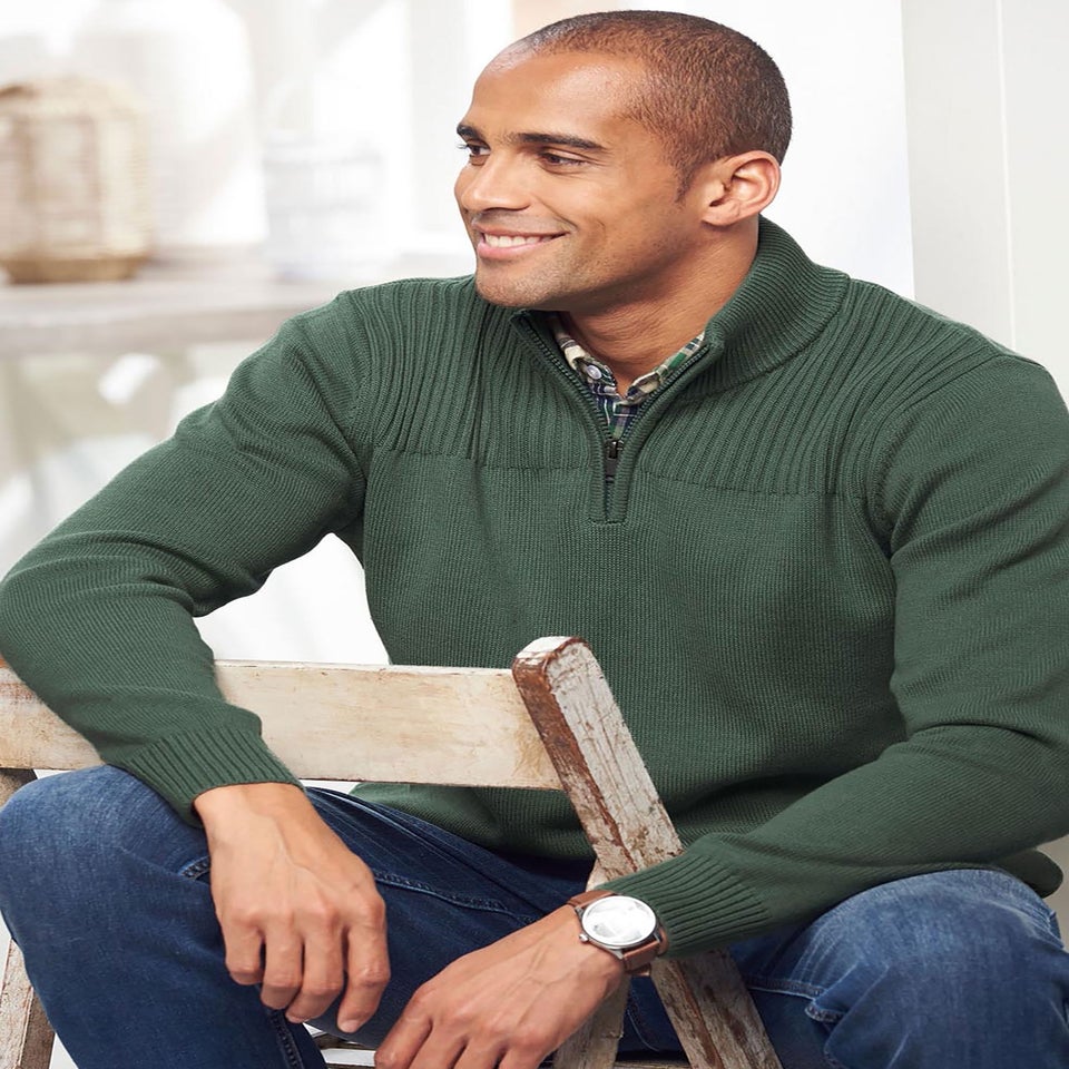 Cotton Traders Everglade Half Zip Mock Shirt Jumper