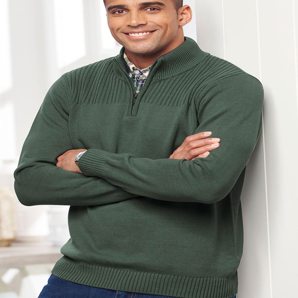 Cotton Traders Everglade Half Zip Mock Shirt Jumper