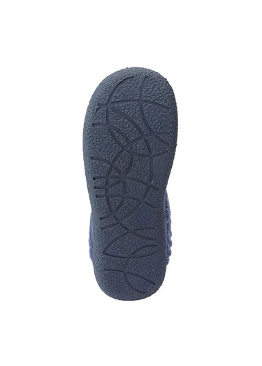 Cotton Traders Dark Sky Moccasin Knitted Collar Slippers