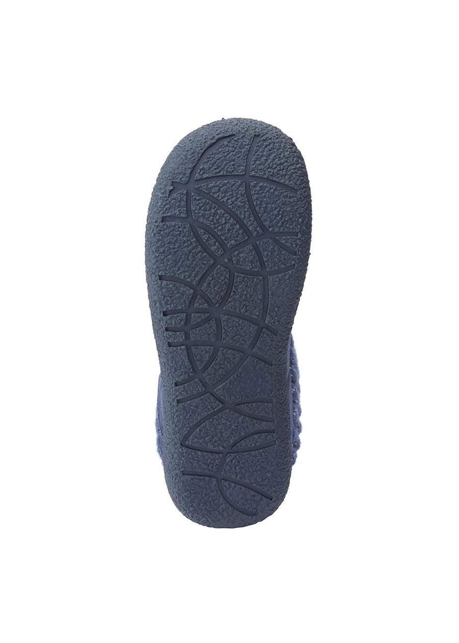 Cotton Traders Dark Sky Moccasin Knitted Collar Slippers