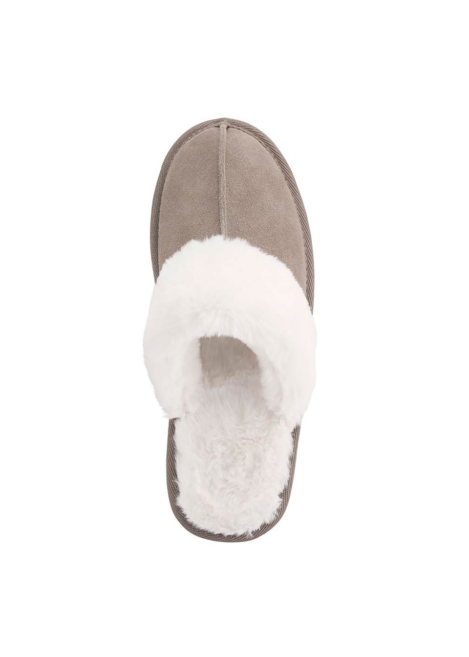 Cotton Traders Mocha Suede Plush Lined Mule Slippers