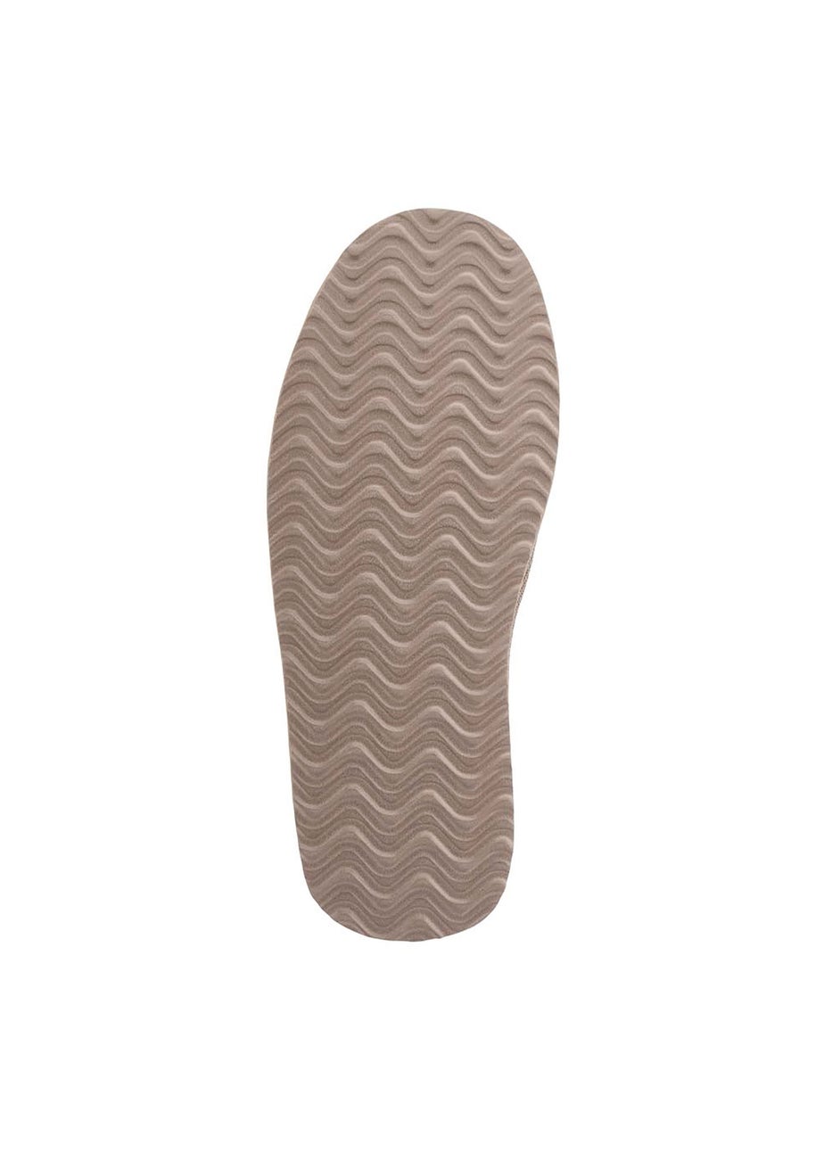 Cotton Traders Mocha Suede Plush Lined Mule Slippers