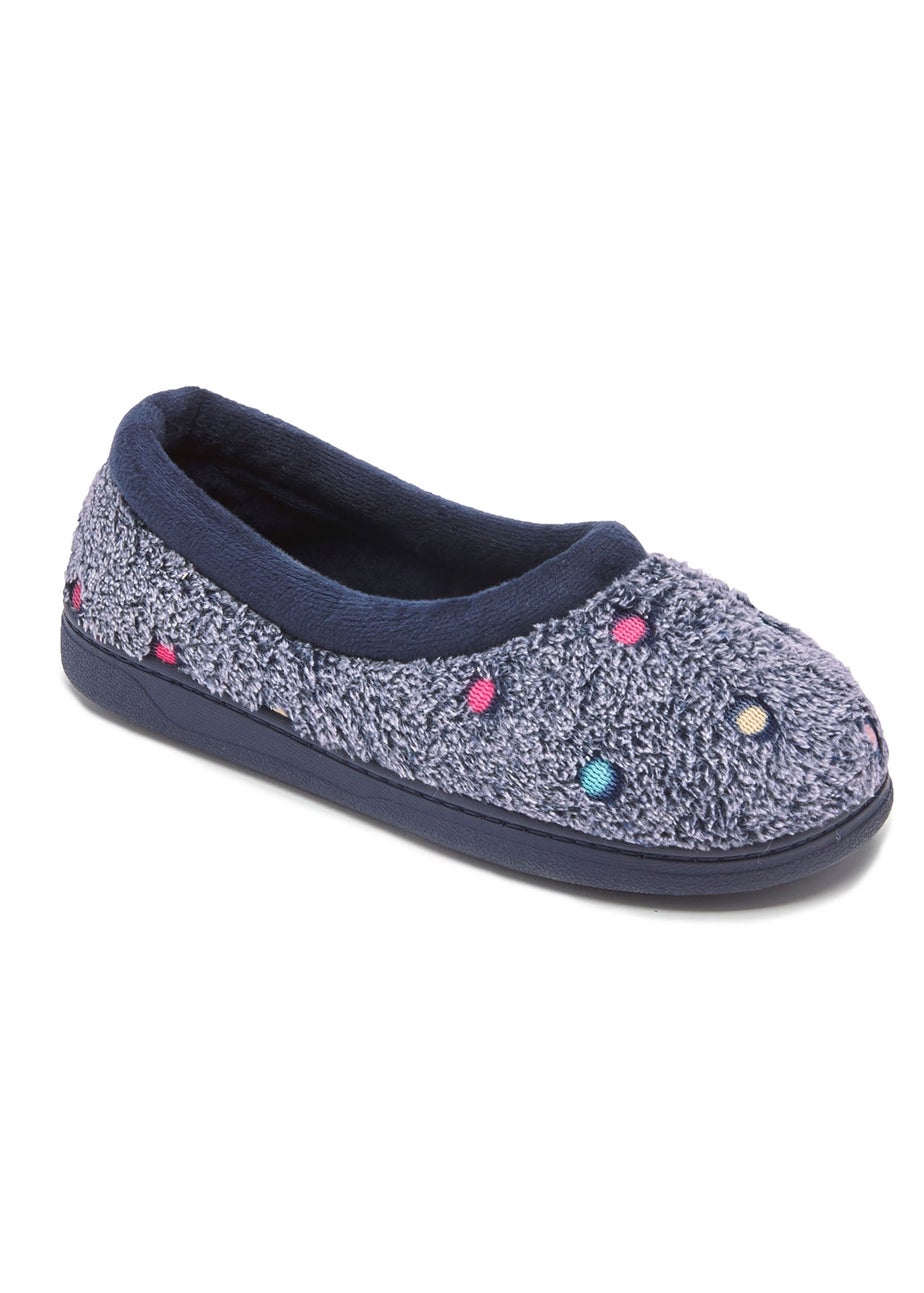 Cotton Traders Navy Spot Slipper