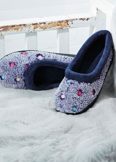 Cotton Traders Navy Spot Slipper