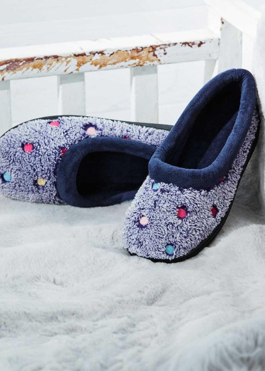 Cotton Traders Navy Spot Slipper