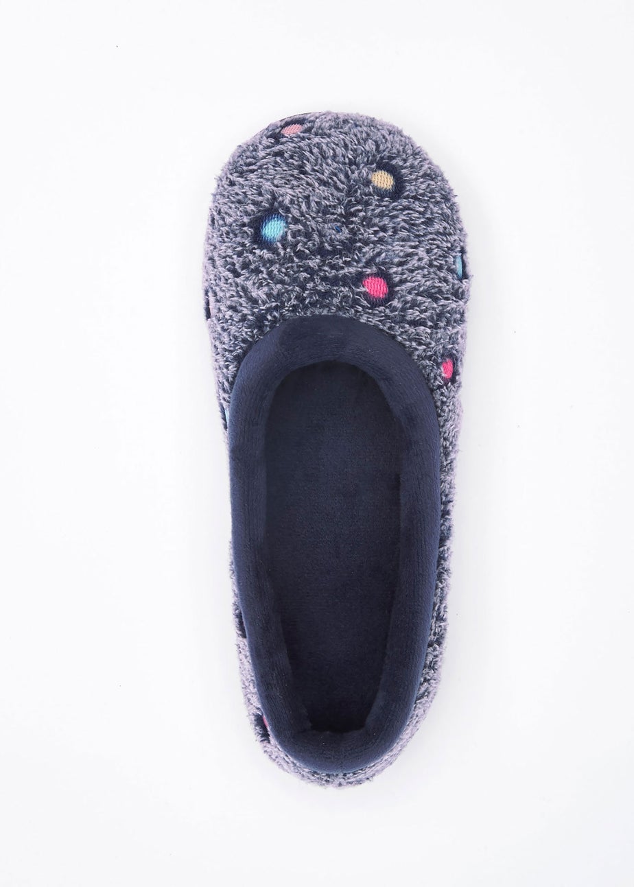 Cotton Traders Navy Spot Slipper