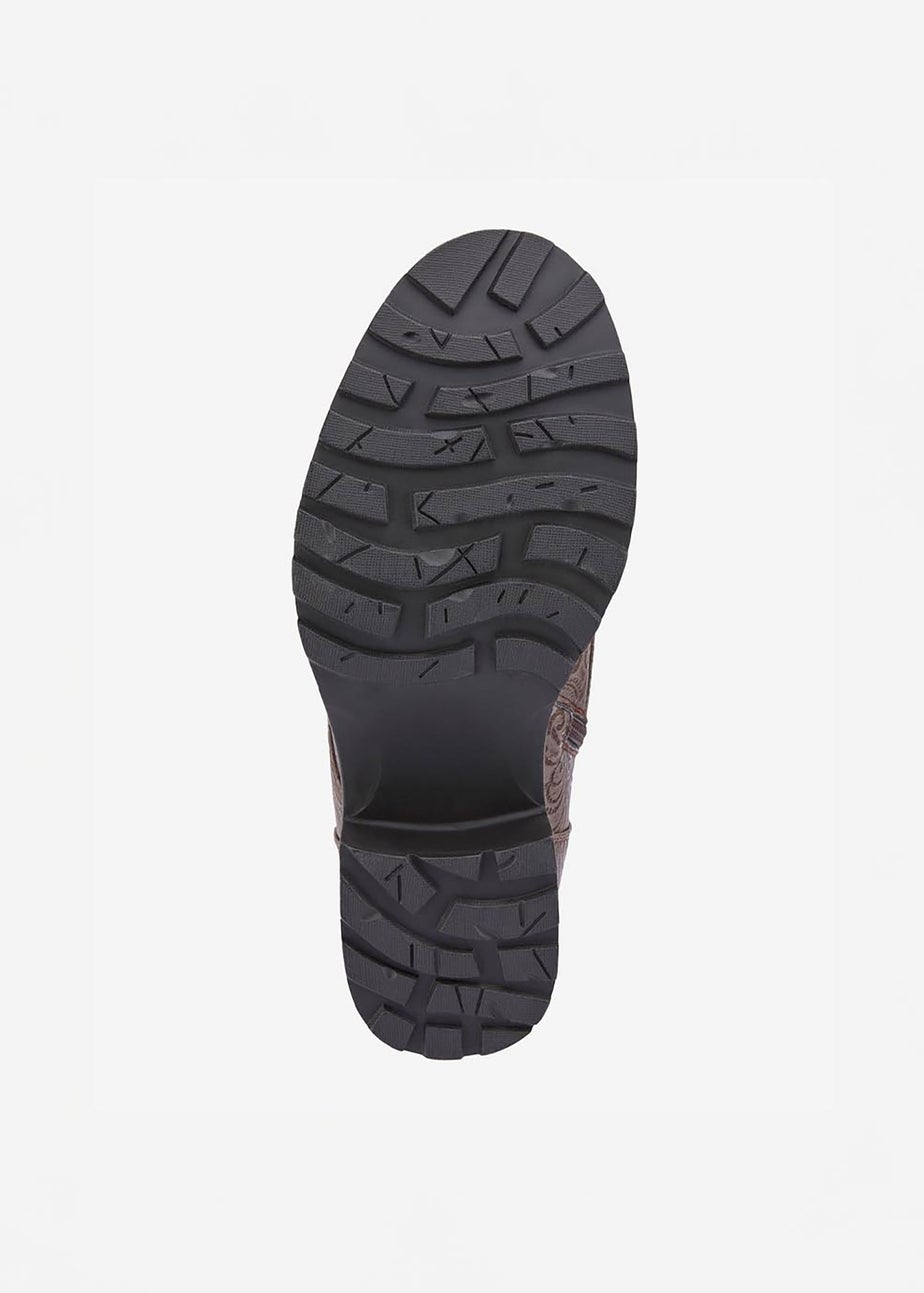 Cotton Traders Mocha Floral Lace Up Boots