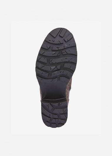 Cotton Traders Mocha Floral Lace Up Boots