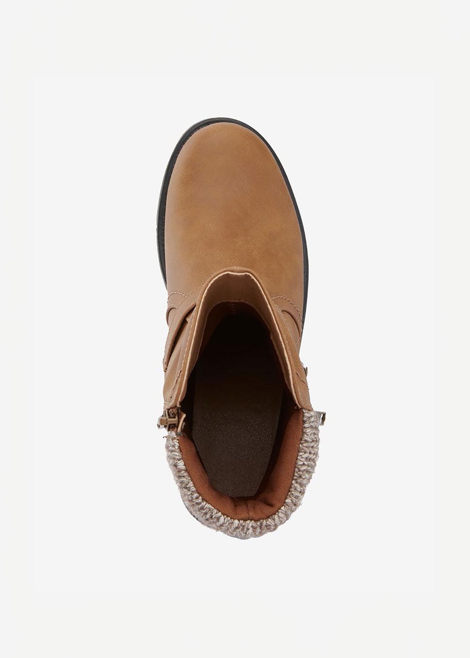 Cotton Traders Tan Knitted Collar Boots