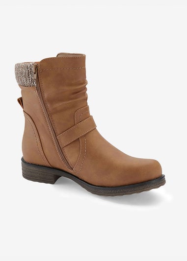 Cotton Traders Tan Knitted Collar Boots