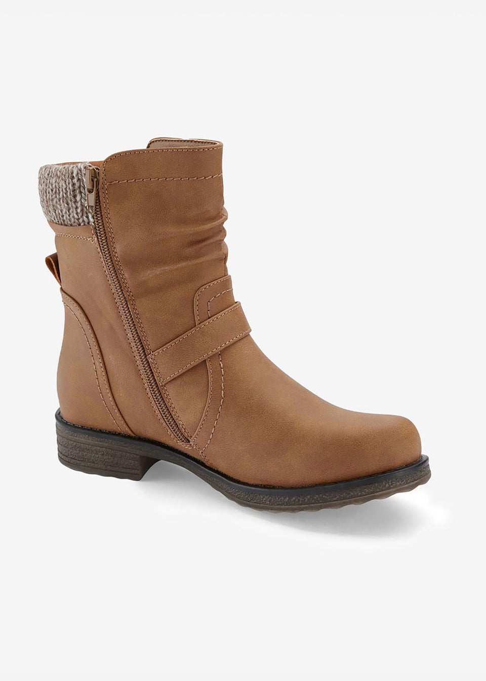 Cotton Traders Tan Knitted Collar Boots