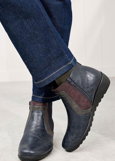 Cotton Traders Blue Stone Flexisole Patchwork Boots