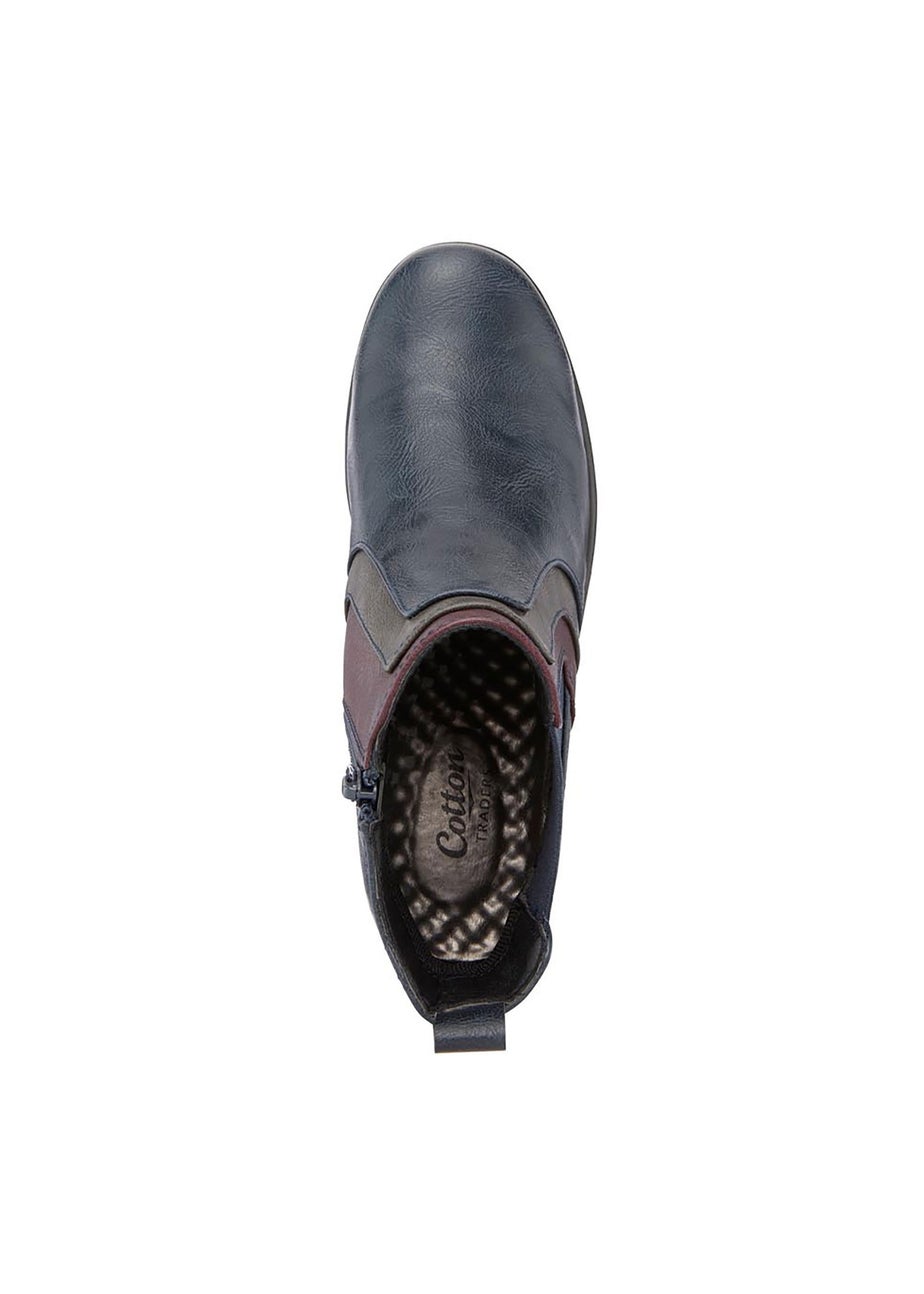 Cotton Traders Blue Stone Flexisole Patchwork Boots