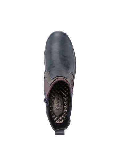 Cotton Traders Blue Stone Flexisole Patchwork Boots
