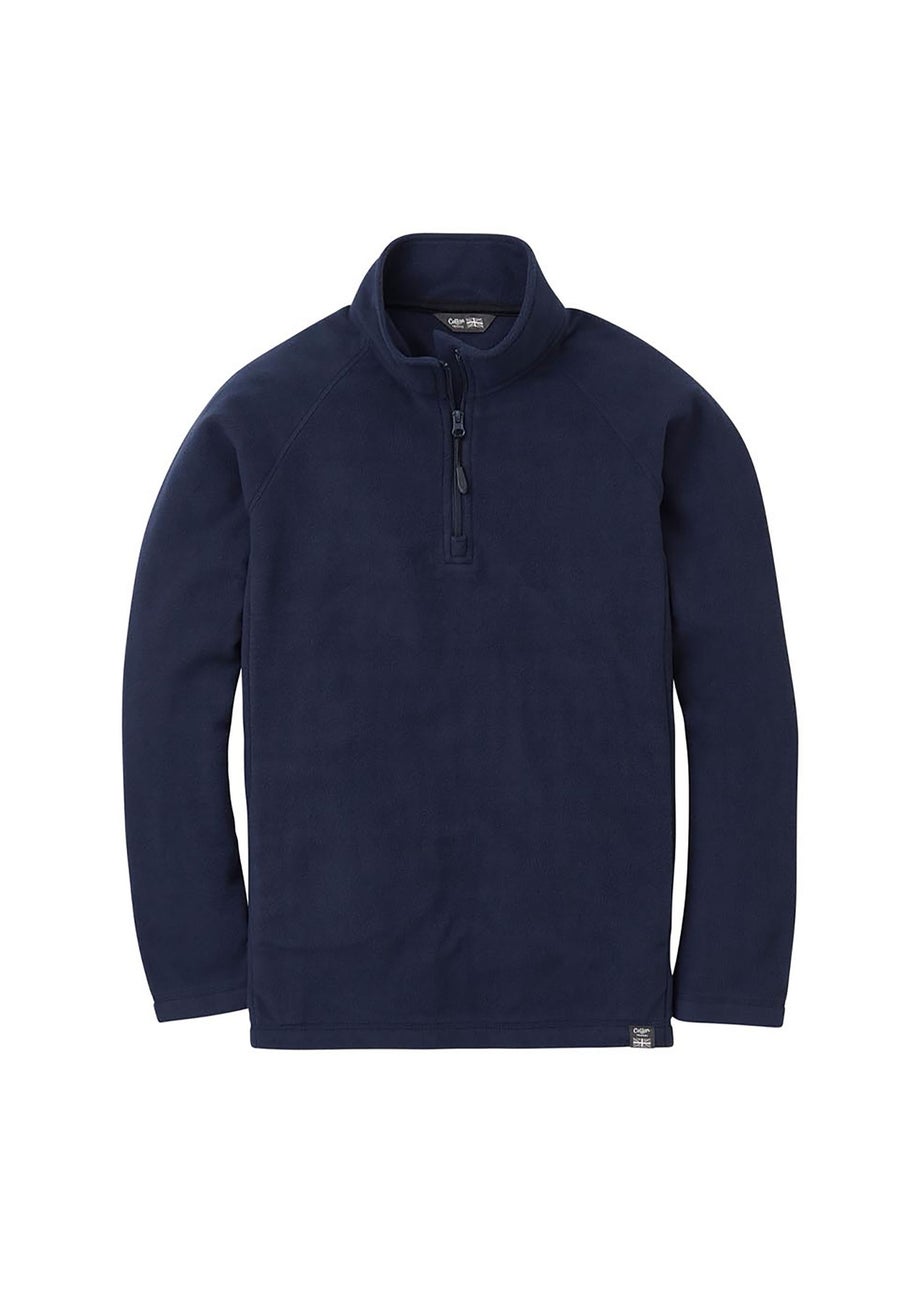 Cotton Traders Navy Recycled Microfleece Half Zip Top