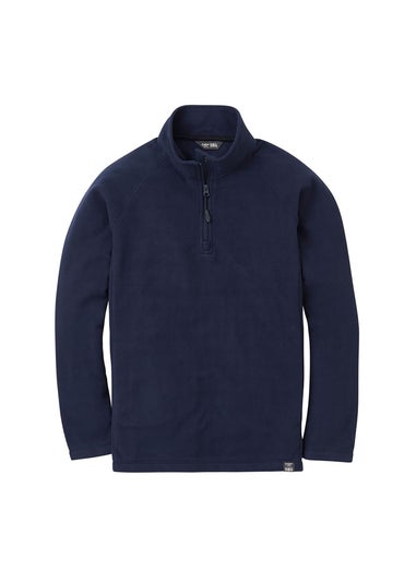 Cotton Traders Navy Recycled Microfleece Half Zip Top