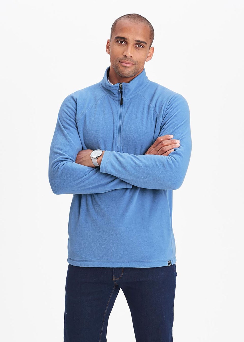 Cotton Traders Arctic Blue Recycled Microfleece Half Zip Top