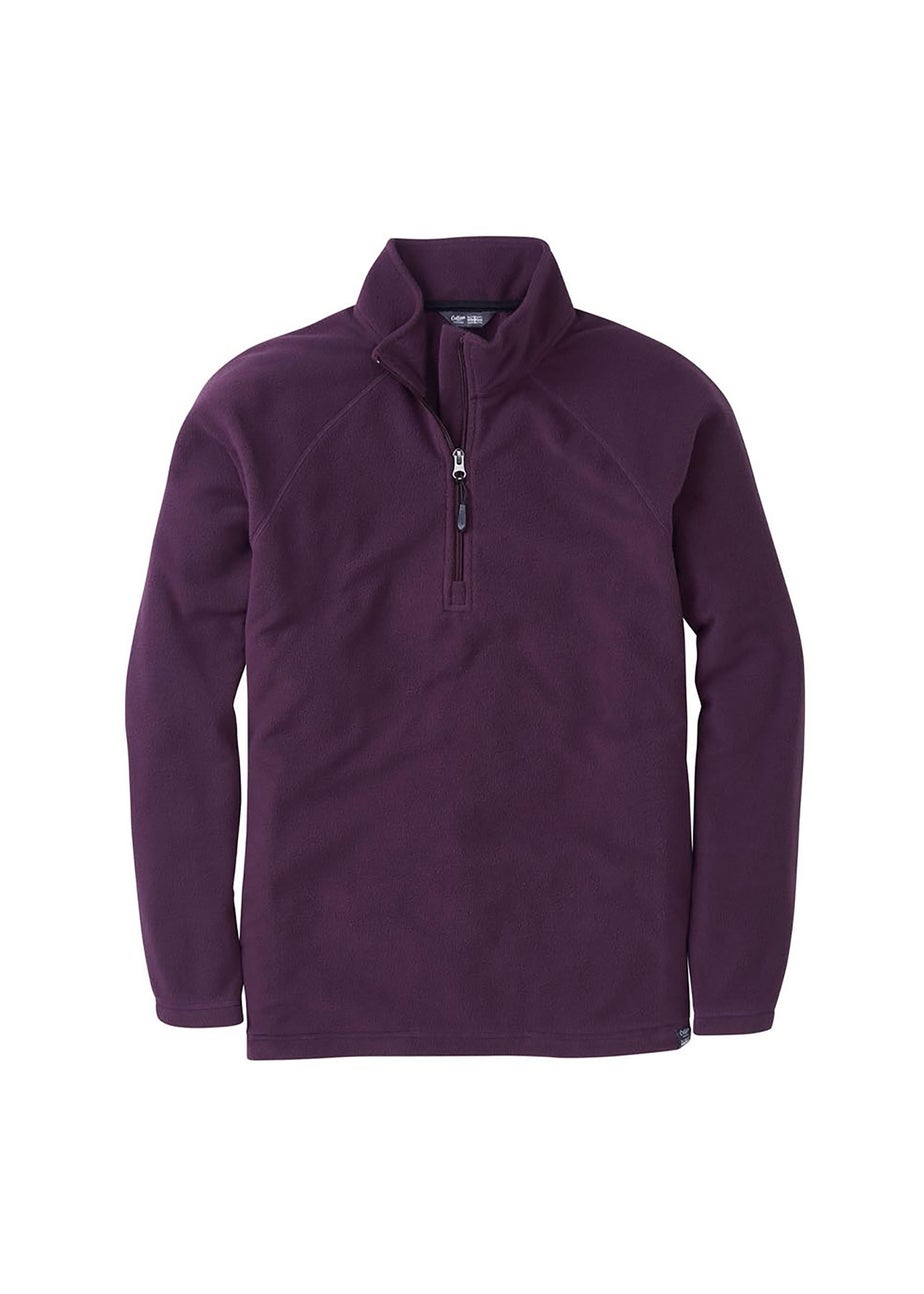 Cotton Traders Deep Violet Recycled Microfleece Half Zip Top