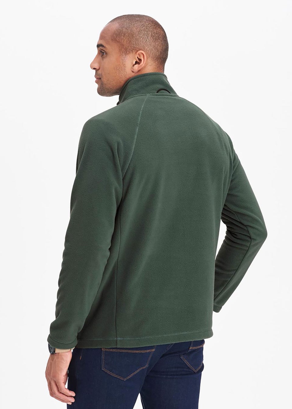 Cotton Traders Steel Green Recycled Microfleece Half Zip Top