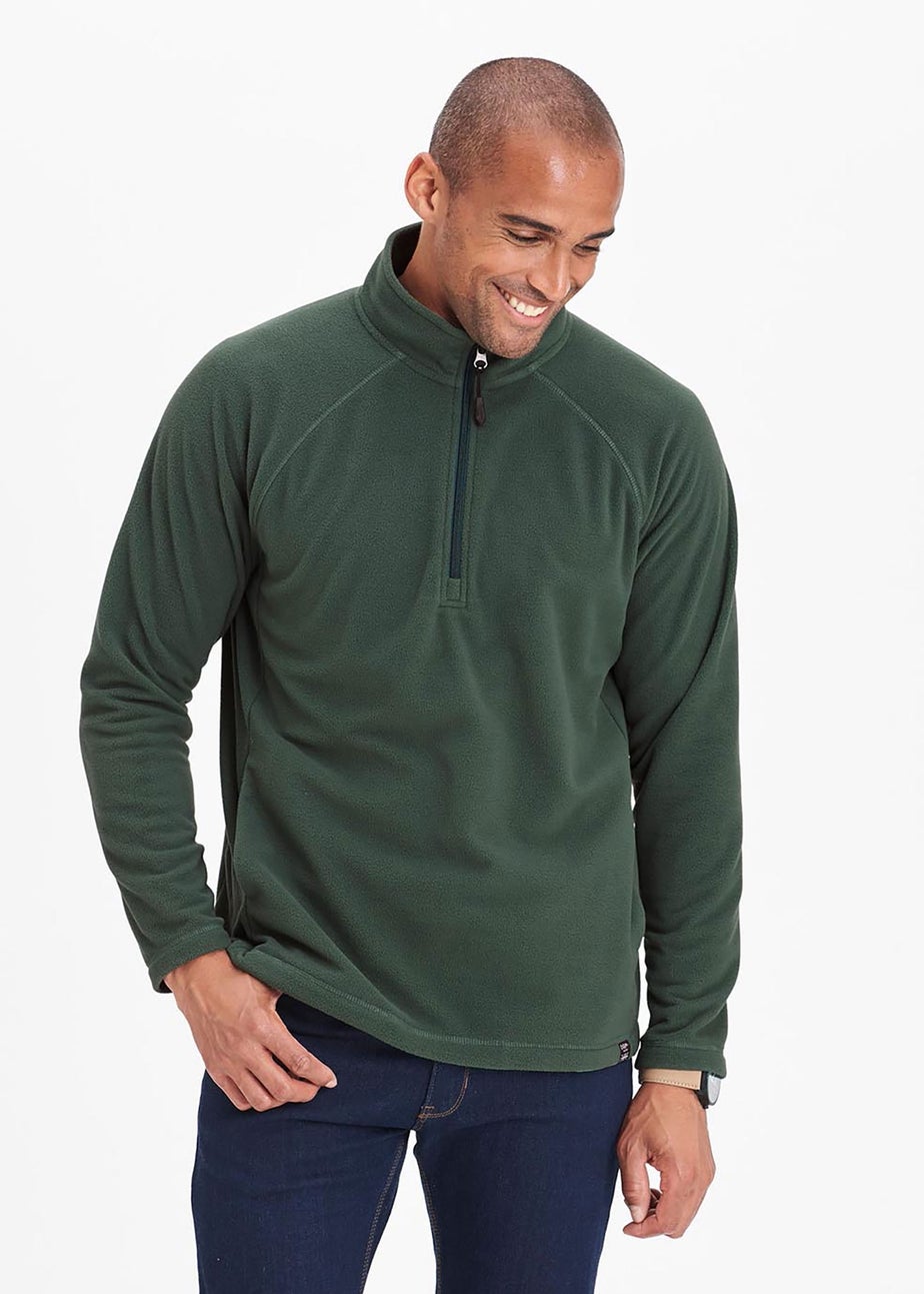 Cotton Traders Steel Green Recycled Microfleece Half Zip Top