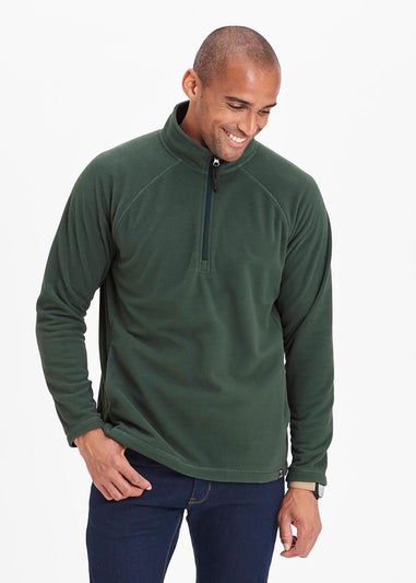 Cotton Traders Steel Green Recycled Microfleece Half Zip Top