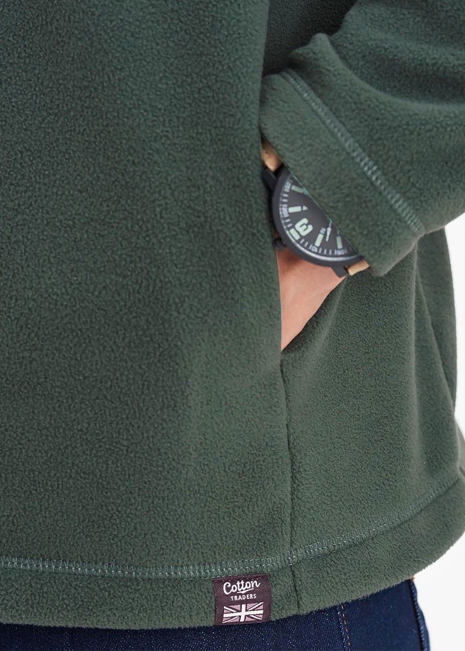 Cotton Traders Steel Green Recycled Microfleece Half Zip Top