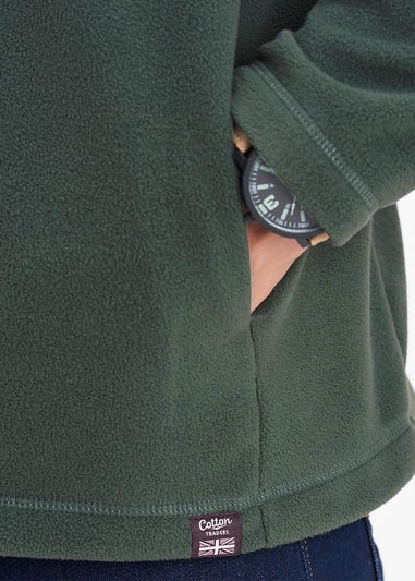 Cotton Traders Steel Green Recycled Microfleece Half Zip Top