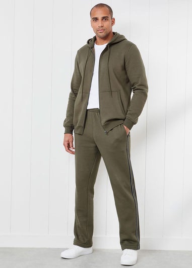 Cotton Traders Soft Khaki Hooded Zip Through Sweat Top