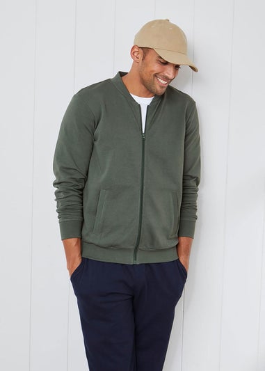 Cotton Traders Evergreen Baseball Collar Zip Through Top