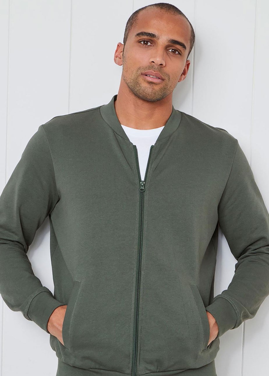 Cotton Traders Evergreen Baseball Collar Zip Through Top
