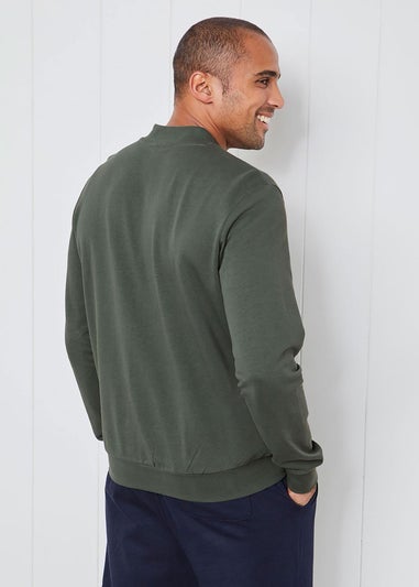 Cotton Traders Evergreen Baseball Collar Zip Through Top