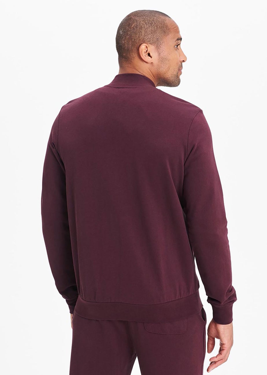 Cotton Traders Burgundy Baseball Collar Zip Through Top