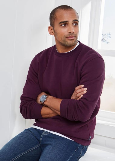 Cotton Traders Burgundy Crew Neck Sweatshirt