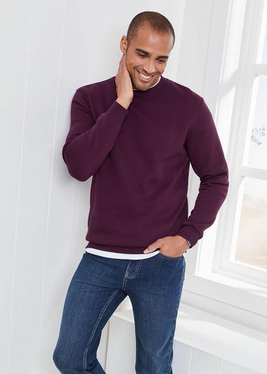 Cotton Traders Burgundy Crew Neck Sweatshirt