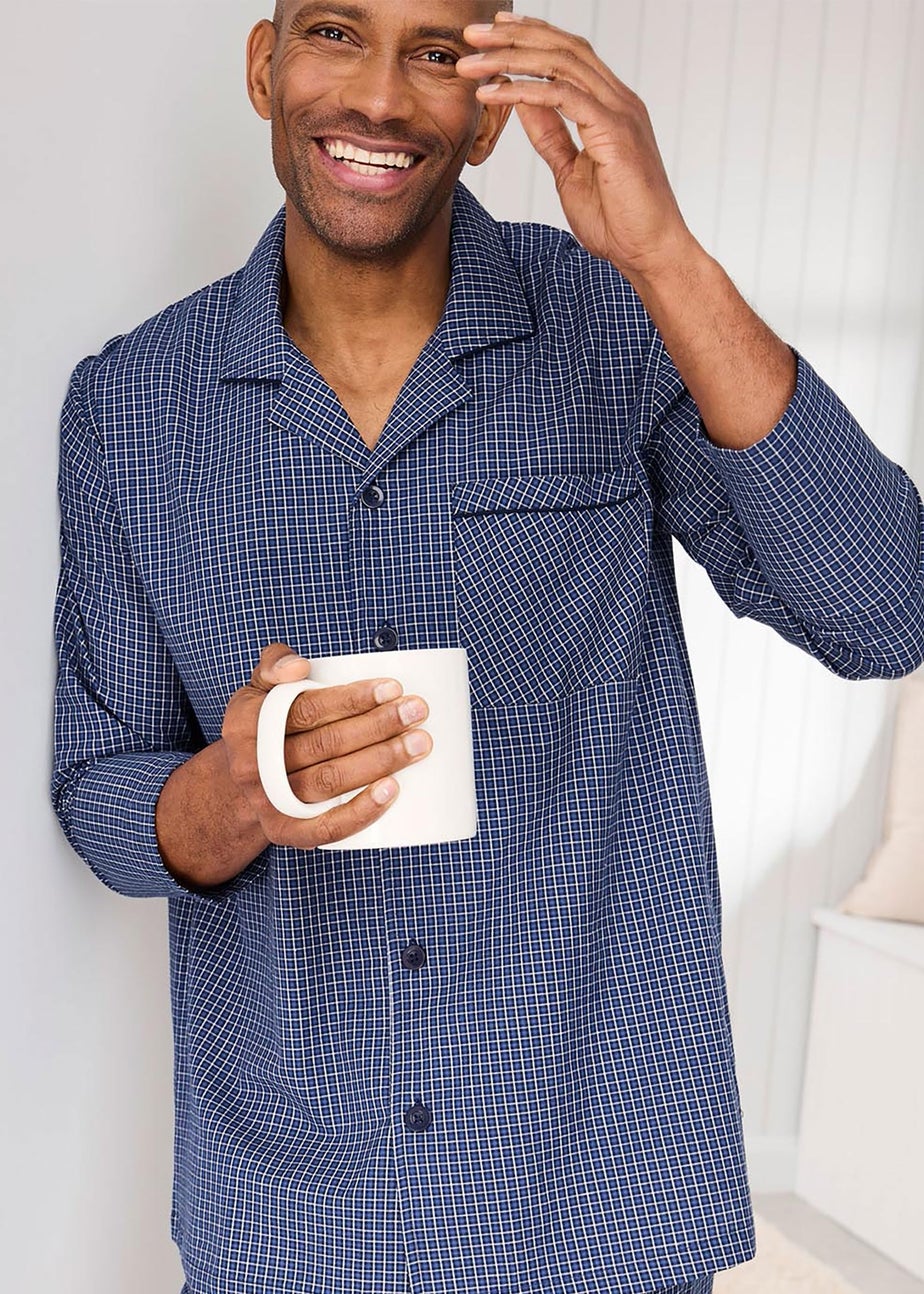 Cotton Traders Mid Blue Woven PJ Set