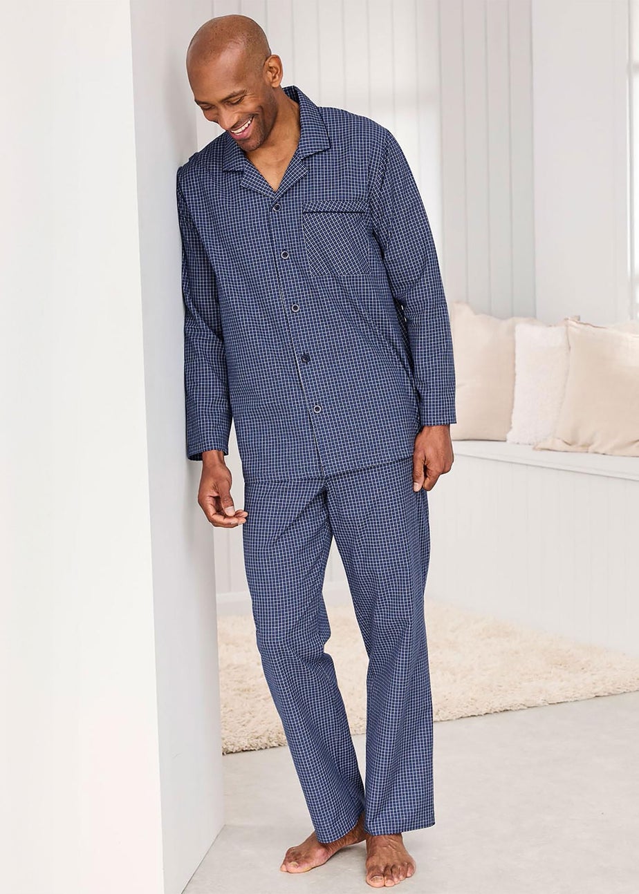Cotton Traders Mid Blue Woven PJ Set